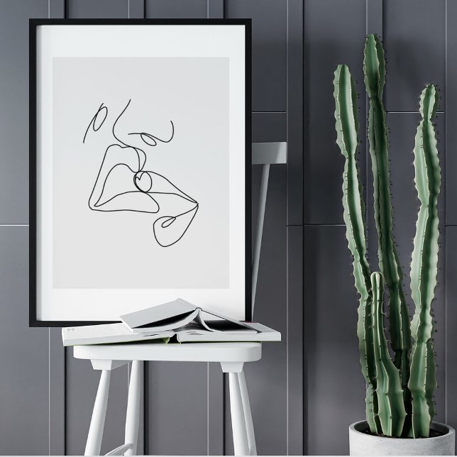 Minimalistische Abstrakte Gesichtspassage Portrait Poster (Minimalist Abstract Face Portrait Line Art Drawing Poster)