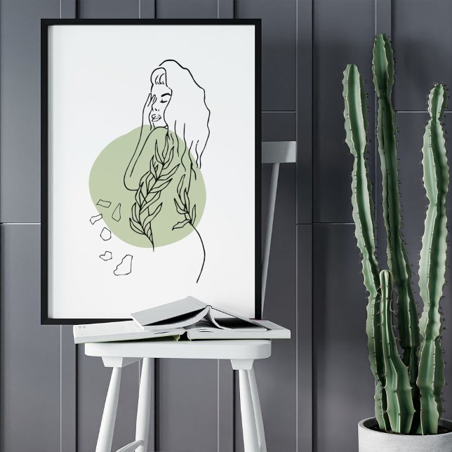 Minimalistische Abstrakte Gesichtspassage Portrait Poster (Minimalist Abstract Face Portrait Line Art Drawing Poster)