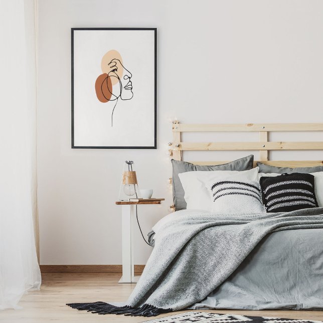 Minimalistische Abstrakte Gesichtspassage Portrait Poster (Minimalist Abstract Face Portrait Line Art Drawing Poster)