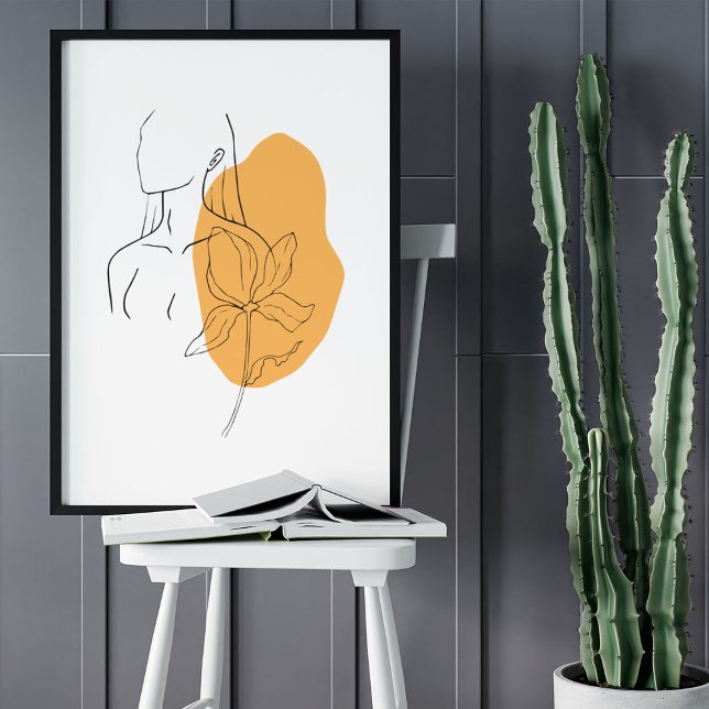 Minimalistische Abstrakte Gesichtspassage Portrait Poster (Minimalist Abstract Face Portrait Line Art Drawing Poster)