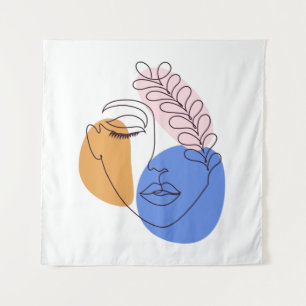 Minimalistische Abstrakte Gesichtspassage Portrait Wandteppich