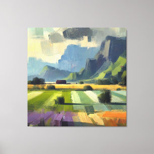 Minimalistische Abstrakte Landschaft mit Orange Cl Leinwanddruck