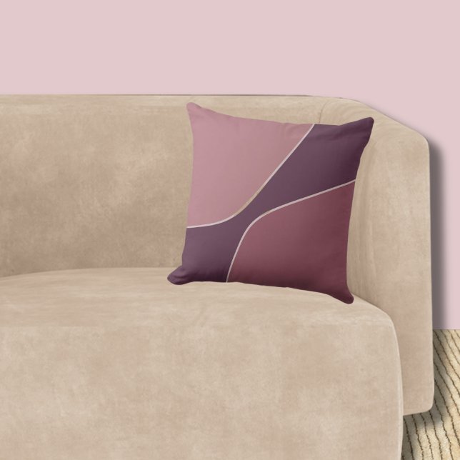 Minimalistische, Abstrakte Rosa Vierkantformen Kissen (Organic Shaped Pattern Dark Pink Pillow)