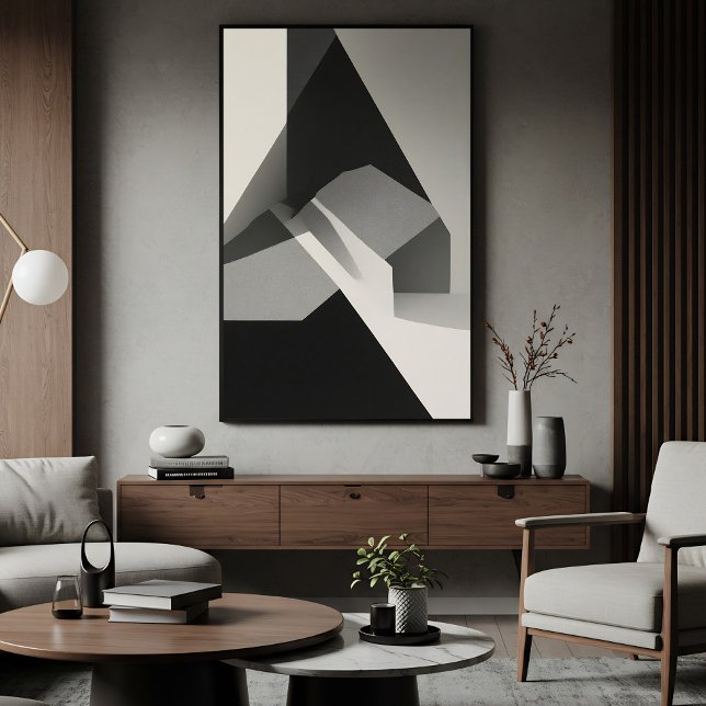 Minimalistische abstrakte Schwarz Weiß Grau Poster (Von Creator hochgeladen)