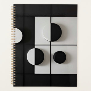 Minimalistische Abstrakte Schwarz-Weiß-Kunst Planer