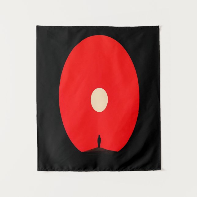 Minimalistische Abstrakte Sunset Silhouette Art Wandteppich (Vorderseite)