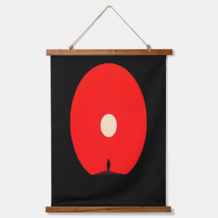 Minimalistische Abstrakte Sunset Silhouette Art Wandteppich Mit Holzrahmen