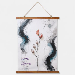 Minimalistische abstrakte Wasserfarbe mit Zweig un Wandteppich Mit Holzrahmen