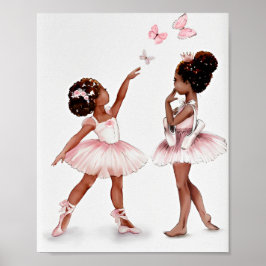Minimalistische afroschwarze Ballerina moderne Abb Poster