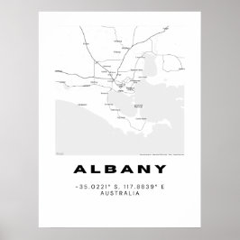 Minimalistische Albany-Karte mit Koordinaten Poster