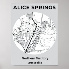 Minimalistische Alice Springs Modern White Black M Poster