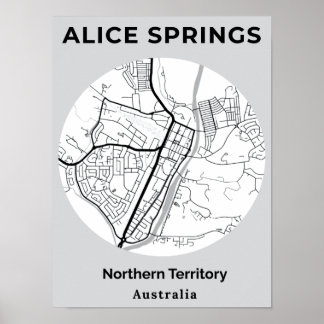 Minimalistische Alice Springs Modern White Black M Poster