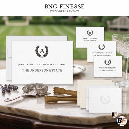 Minimalistische alte Geldmonogramm-Cocktailparty Einladung