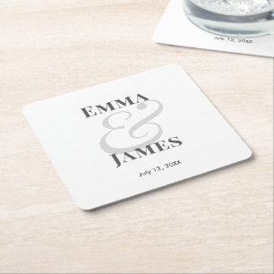 Minimalistische Ampersand-Hochzeit Rechteckiger Pappuntersetzer