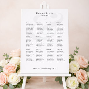 Minimalistische Ampersand-Hochzeit Sitzplan für Poster
