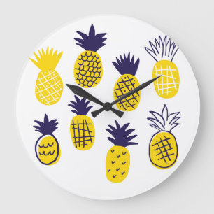 Minimalistische Ananas, buntes abstraktes Design. Große Wanduhr