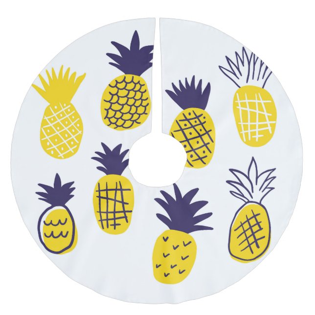 Minimalistische Ananas, buntes abstraktes Design. Polyester Weihnachtsbaumdecke (Vorderseite)