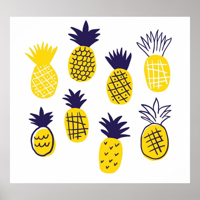 Minimalistische Ananas, buntes abstraktes Design. Poster (Vorne)