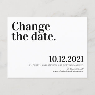 Minimalistische Änderung des Datums der Hochzeitve Ankündigungspostkarte