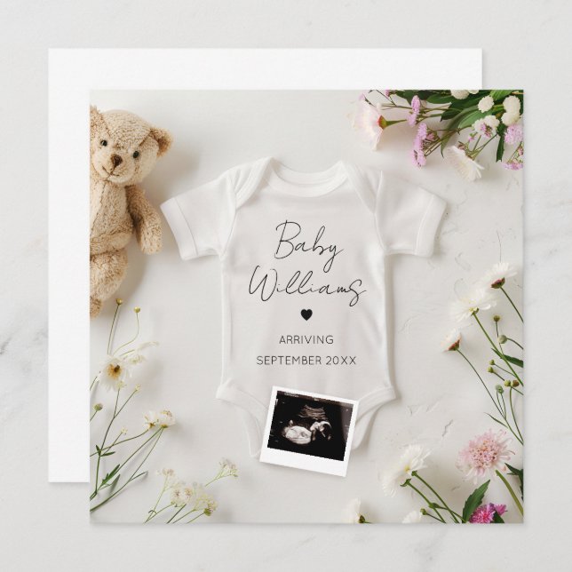 Minimalistische Ankündigung moderner Schwangerscha (Vorne/Hinten)