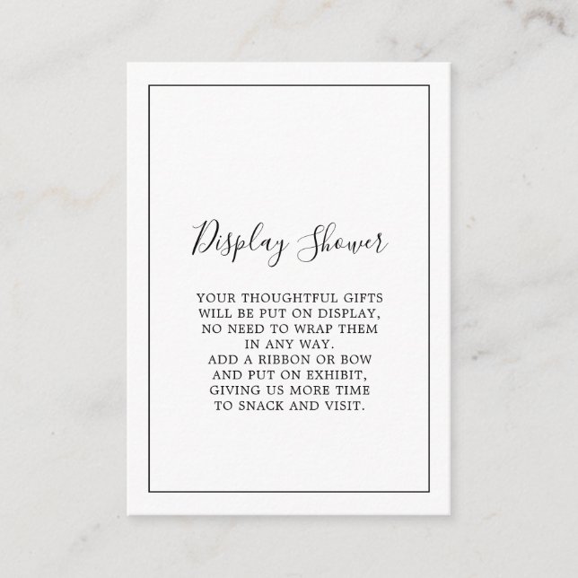 Minimalistische Anzeigedusche Begleitkarte (Vorderseite)