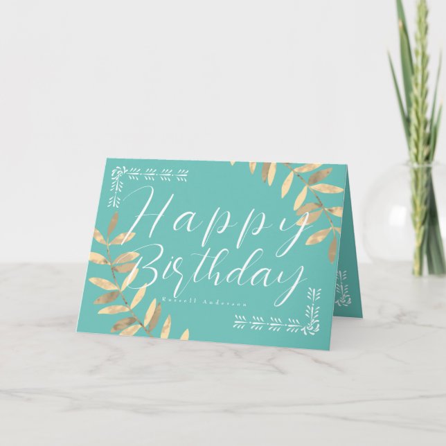 Minimalistische Aqua Birthday Card Dankeskarte (Vorderseite)