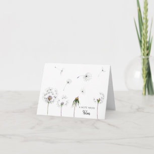 Minimalistische Aquarell-Löwenzahn-Wunsch-Notizkar Dankeskarte