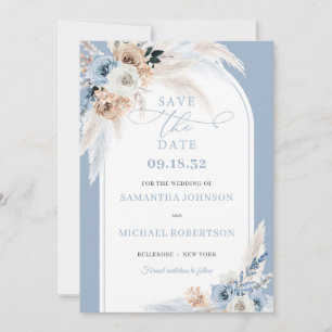 Minimalistische Aquarellblau und Terracotta tropis Save The Date