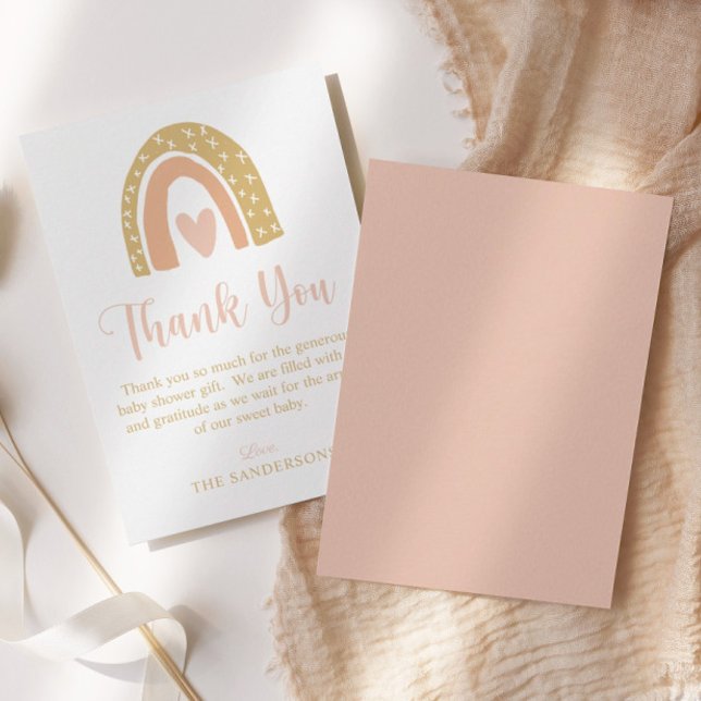 Minimalistische Aquarellbrasse Rosa Kinderdusche Dankeskarte (Von Creator hochgeladen)