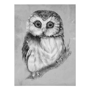 Minimalistische Aquarelldruckkunst für Eule Liebha Poster