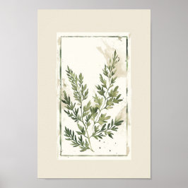 Minimalistische Aquarellfarben Fern Blätter Botani Poster