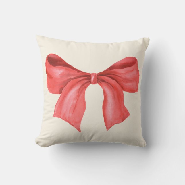 Minimalistische Aquarellfarben Rote Ribbon glückli Kissen (Vorderseite)