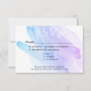 Minimalistische Aquarellhochzeit lila RSVP Karte