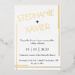 Minimalistische Art Deco Folien Hochzeitseinladung Folieneinladung