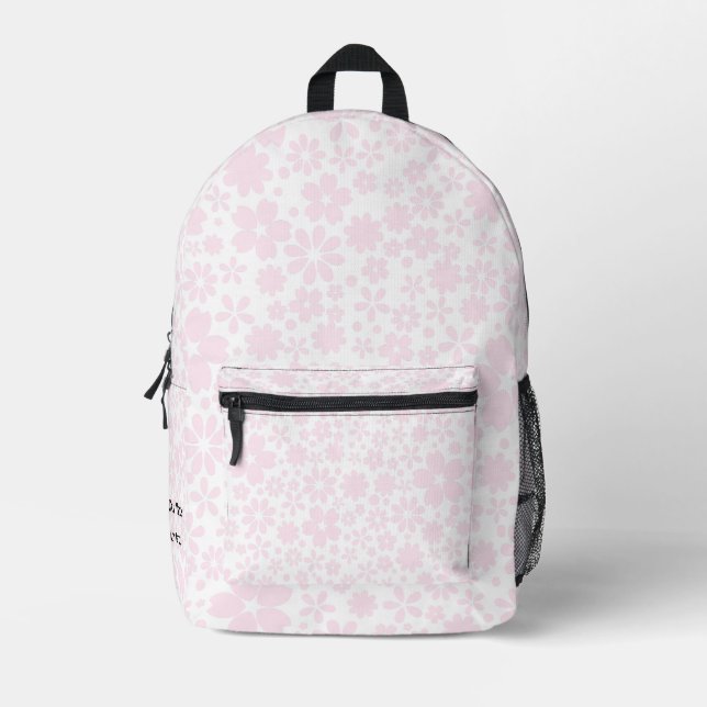 Minimalistische Ästhetik der  rosa Kirschblüten Bedruckter Rucksack (Vorderseite)