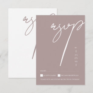 Minimalistische Aubergine-Script-Typografie-Hochze RSVP Karte