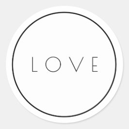 Minimalistische Aufkleber mit weißer Liebe, mit Ra