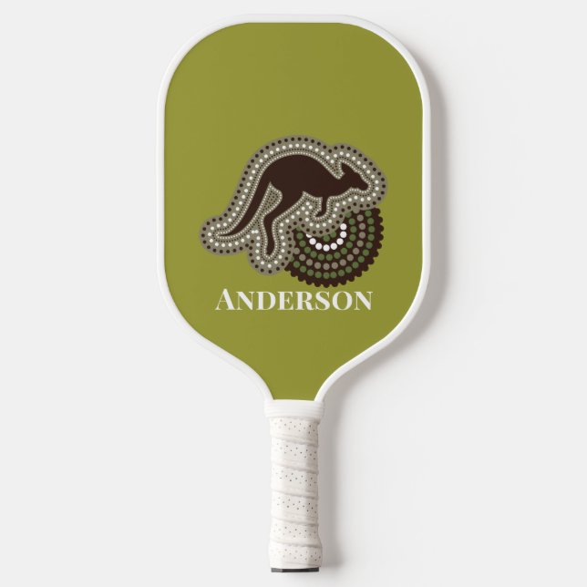 Minimalistische australische Aborigine Kangaroo Mo Pickleball Schläger (Vorderseite)