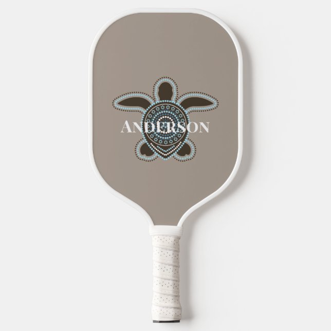 Minimalistische australische Aborigine Sea Turtle  Pickleball Schläger (Vorderseite)