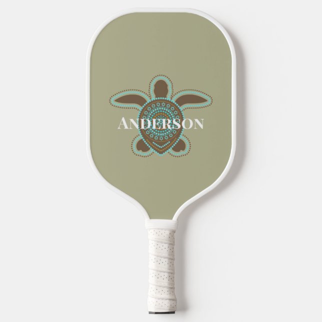 Minimalistische australische Aborigine Sea Turtle  Pickleball Schläger (Vorderseite)