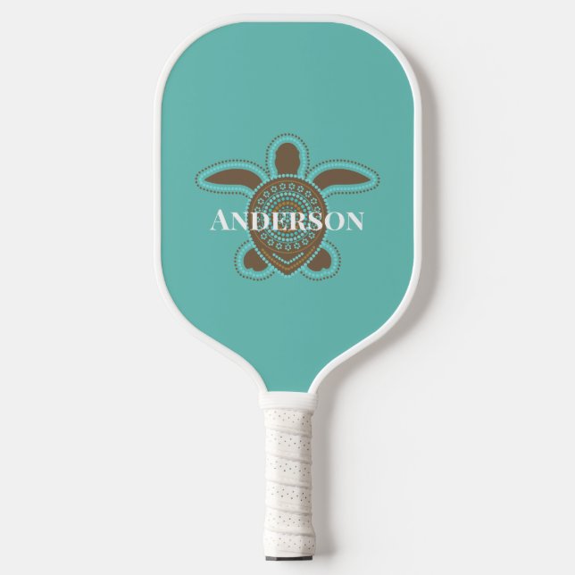 Minimalistische australische Aborigine Sea Turtle  Pickleball Schläger (Vorderseite)