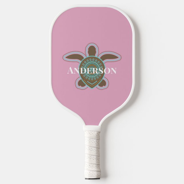 Minimalistische australische Aborigine Sea Turtle  Pickleball Schläger (Vorderseite)