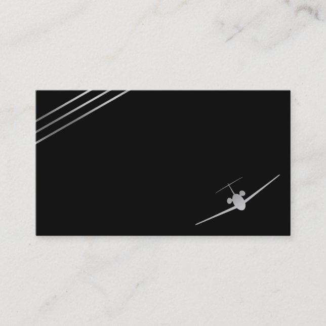 Minimalistische Aviation Silver Jet Business Card Visitenkarte (Vorderseite)