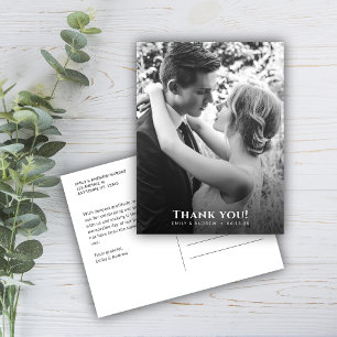 Minimalistische B&W Foto Hochzeit Postkarte