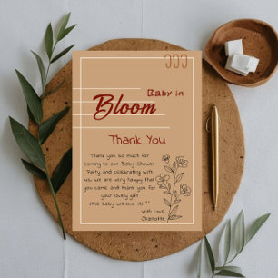 Minimalistische Baby-Blumen-Babyparty Dankeskarte