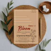 Minimalistische Baby-Blumen-Babyparty-Einladung