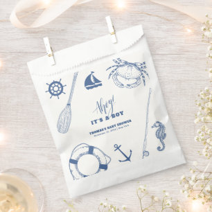 Minimalistische Baby-Dusche für Fischerboote Geschenktütchen