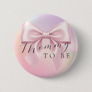 Minimalistische Baby-Party mit rosa Schleife Button