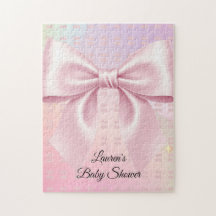 Minimalistische Baby-Party mit rosa Schleife