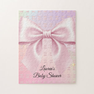 Minimalistische Baby-Party mit rosa Schleife Puzzle